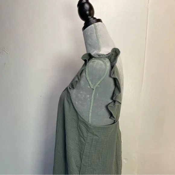 #0144 NWT Steve Madden 100% Cotton Muslin Maxi Dress w/ Ruffle Straps-M - Picture 4 of 10